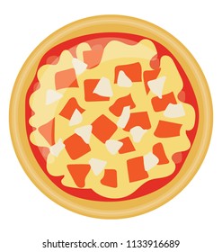 
Icon denoting pepperoni pizza by showing crust sprinkled with cheese and garlic cloves
