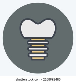 Icon Dental Implant. suitable for medicine symbol. color mate style. simple design editable. design template vector. simple illustration