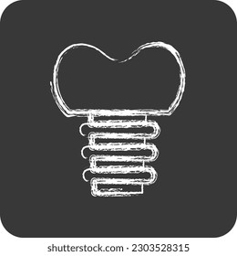 Icon Dental Implant. suitable for medicine symbol. chalk Style. simple design editable. design template vector