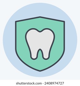 Icon Dental Protection. related to Dental symbol.color mate style. simple design editable. simple illustration