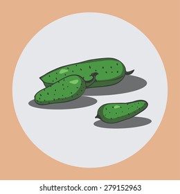 Icon depicted on a white background cucumbers. Design element. Vector illustration