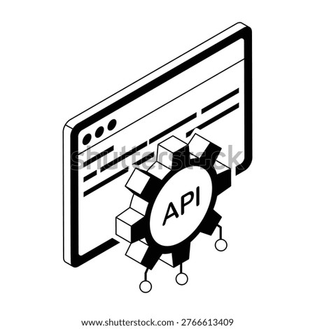 An icon depicting an api integration in isometric style
