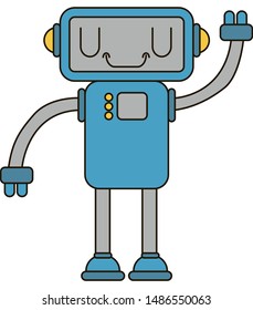 icon depicting a blue cartoon robot