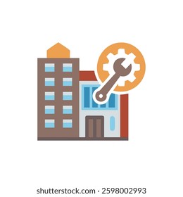 Icon depicting building maintenance focused on facility management.
