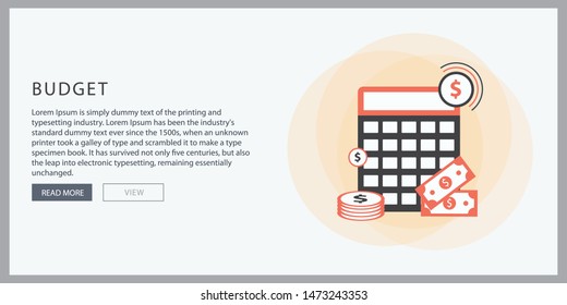 An icon depicting calculator and a dollar stamped paper, concept for budget