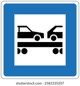 Icon depicting cars on a vehicle transport platform.