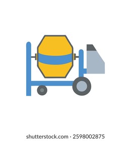 Icon depicting a cement mixer emphasizing material preparation.