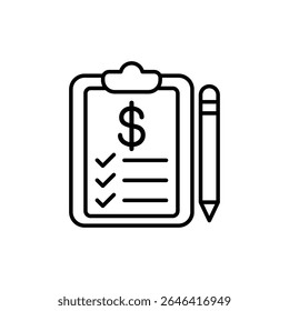 Icon depicting a checklist for financial planning.
