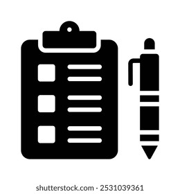 An icon depicting a clipboard and pen, symbolizing task management and organization