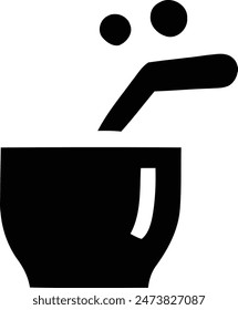 Icon depicting a coffee cup with steam coming out of it being sipped from by someone's hand holding a straw.