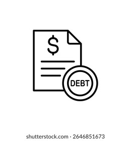 Icon depicting a document with a dollar sign and a debt stamp