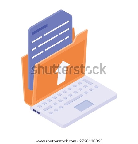 Icon depicting a file export in isometric style