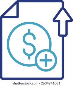 Icon depicting the financial concept of portfolio growth, related to increasing income or investing wealth accumulation.
