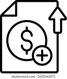 Icon depicting the financial concept of portfolio growth, related to increasing income or investing wealth accumulation.