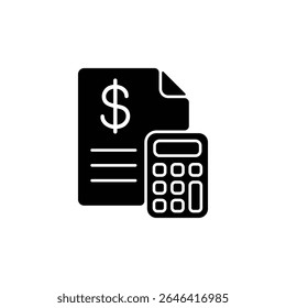 Icon depicting a financial document and calculator, symbolizing calculation and accounting.