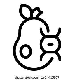 Icon depicting genetic modification of a pear, showcasing the intersection of biotechnology and food production