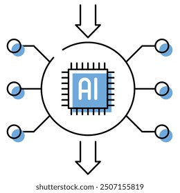 Ein Symbol, das eine in Expertensystemen verwendete Inferenz-Engine darstellt.