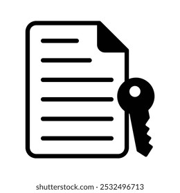 Um ícone que representa uma chave e um documento, simbolizando arquivos seguros ou importantes