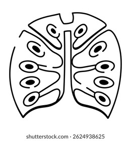 An icon depicting leaf structure designed in sketchy style
