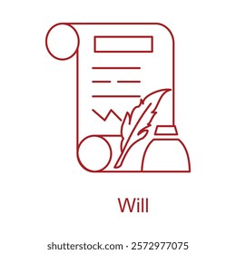 An icon depicting a legal document, symbolizing wills and estate planning.