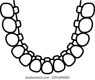 Icon depicting lingual orthodontics with braces on the jaw.