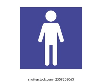 Icon depicting a male. The background is blue. The illustration can be used as a symbol for changing rooms, public bathrooms or toilets. Vector.