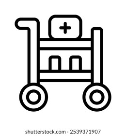 Icon depicting a medical cart with supplies, commonly used in healthcare