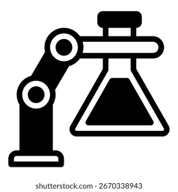 Icon depicting a modular robotic arm, suitable for automation, manufacturing, and tech branding.