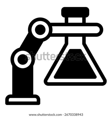Icon depicting a modular robotic arm, suitable for automation, manufacturing, and tech branding.