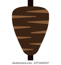 Icon depicting the most popular Turkish street food, doner kebab, meat on a skewer in brown color, on a white background