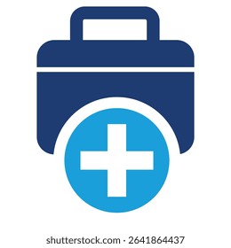 Icon depicting a navy blue medical bag with a handle on top.