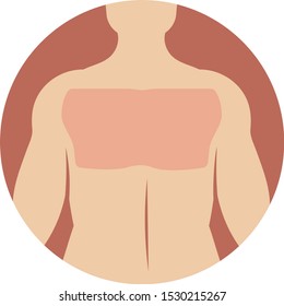 Icon depicting a painful area in the thoracic region rear view