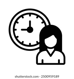 An icon depicting a person and a clock, symbolizing efficient time management practices