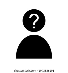 Icon depicting a person and a question mark in his head. Vector illustration.