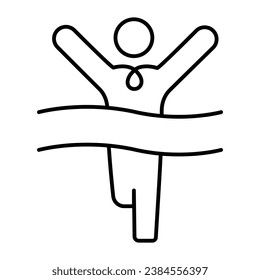 An icon depicting a person in a running pose crossing a winning ribbon, symbolizing the race to victory and achieving success.