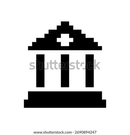 Icon depicting pixelated classical building with columns and pediment