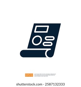 An icon depicting a rolled-up document or blueprint, symbolizing planning or design.
