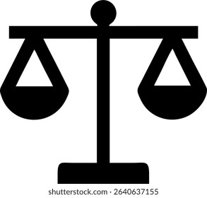 Icon depicting scales of justice, representing law, fairness, and legal balance. Suitable for legal, government, or justice-related designs.