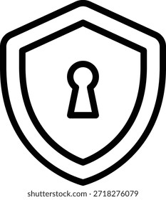 Ícone que representa um escudo seguro simbolizando a proteção, ideal para segurança cibernética, segurança de dados e aplicativos de privacidade.
