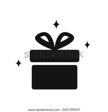 An icon depicting a sparkling gift. Vector illustration.