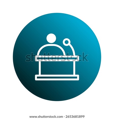 Icon depicting a speaker at a podium suitable for conference presentations, corporate events or educational materials