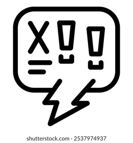 Icon depicting a speech bubble containing symbols representing different levels of importance or severity
