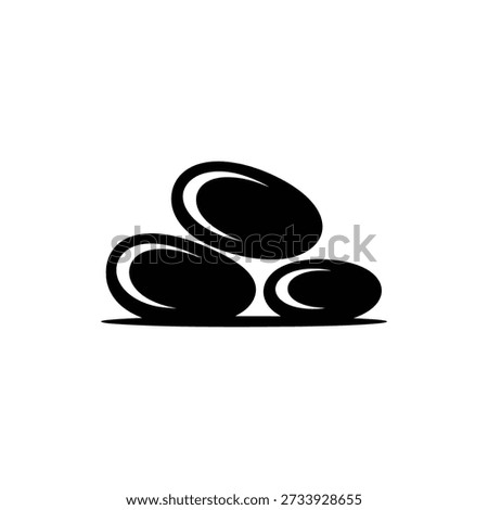 An icon depicting three polished black spa stones, symbolizing tranquility, balance, and wellness for relaxation and therapy.