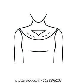 Icon depicting a transdermal drug delivery system, drawn with thin lines. It features the upper part of a body with a medical patch placed on the thoracic region