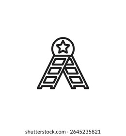 An icon depicting two ladders converging to support a star, symbolizing achievement, success, or reaching a high goal.