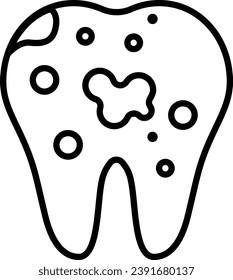 Icon depicting an unhealthy tooth with stains and lack of care, highlighting poor oral hygiene.





