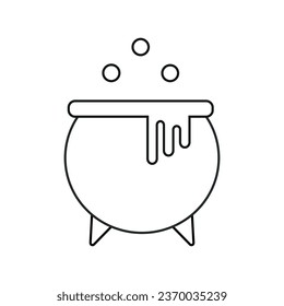 Symbol, das einen Hexenkessel auf weißem Hintergrund darstellt. Halloween-Feiertag