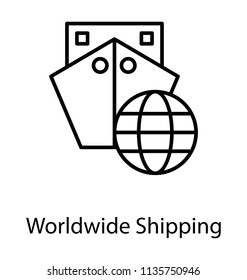 
An icon describing different kind of stuff to buy along with a round globe to describe concept of worldwide shopping 
