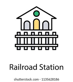 
An icon describing a station home and a fence to evaluate the concept for railroad station 
