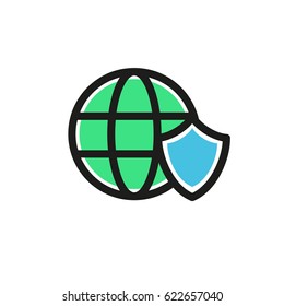 Icon design abstract Protection of the planet vector template. Illustration design of business shield and Earth